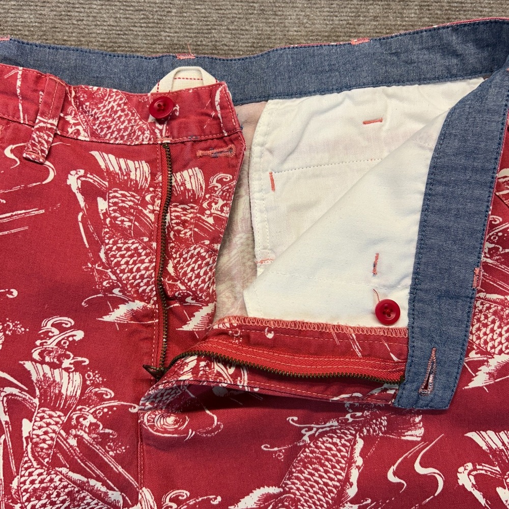 Polo Ralph Lauren Fishing Shorts Men's 36 Red AOP Fish 100% Cotton 10" - Picture 4 of 11